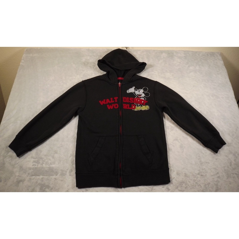 Disney Parks Hoodie Large Authentic Disneyland‎ Black Mikey Character Patches